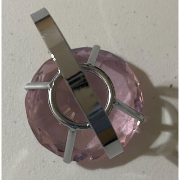 VTG Pink Crystal Gem Silver Tone Metal Ring Paperweight Wedding Decor - Picture 6 of 7